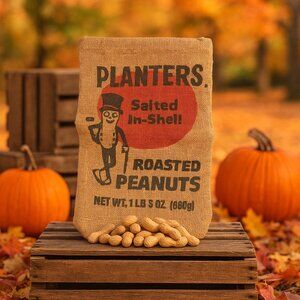 Vintage Planters Salted In-Shel’ Burlap Sack  Mr. Peanut Advertising Empty